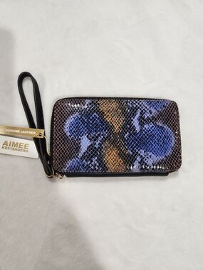 Aimee Kestenberg Dhena Lapis Snake Leather Wristlet Wallet, NWT